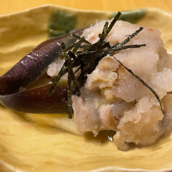 鶏ももと茄子のみぞれ和え